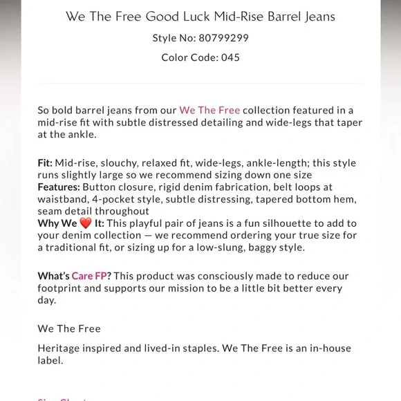 Free People Good Luck Mid Rise Barrel Jeans - Picture 6 of 7